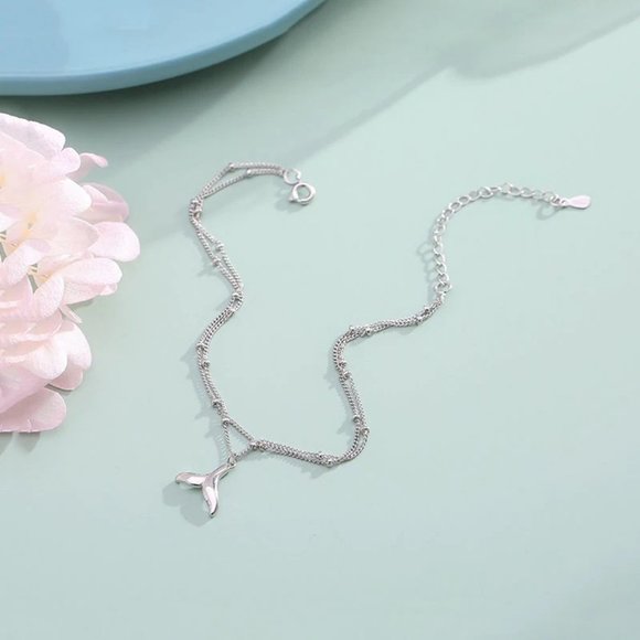*NEW 925 Sterling Silver Fish Tail Ankle Bracelet - Picture 7 of 11